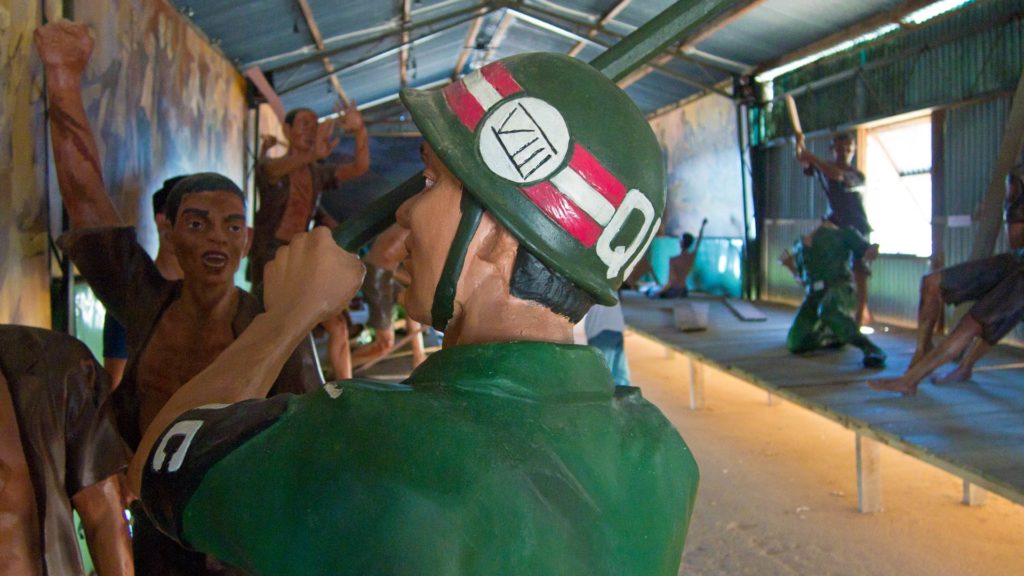 Statues of prisoners inside the Coconut Prison on Phu Quoc